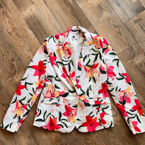 Liz Claiborne Jackets & Blazers - Liz Claiborne Women’s Sz 4 Floral Blazer Button Front Pink Red White Maximalist